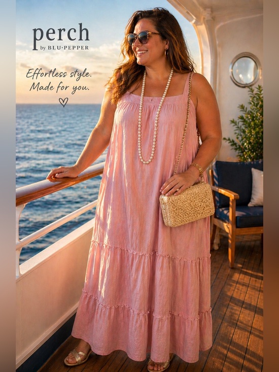 Perch By Blu Pepper Dresses & Skirts - Perch,BP Blush Boho,Tiered Maxi Dress Flowy Lined Relaxed Plus,Lovely Size 3XL
